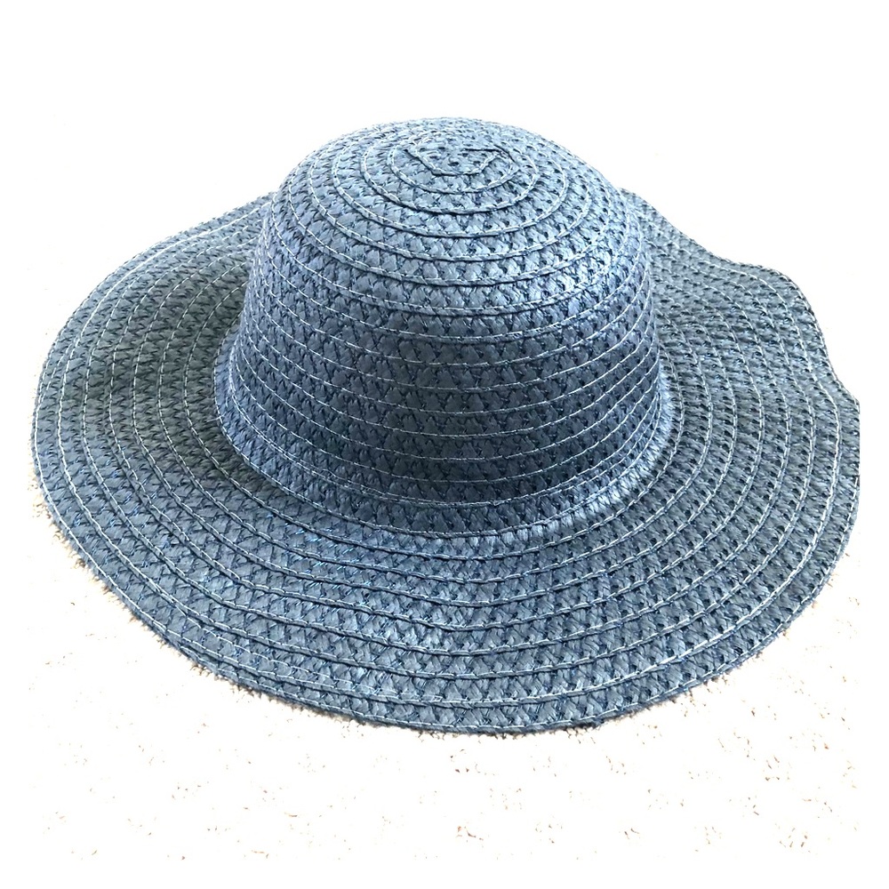 🆕👒 Wide Brim Woven Sun Hat Blue